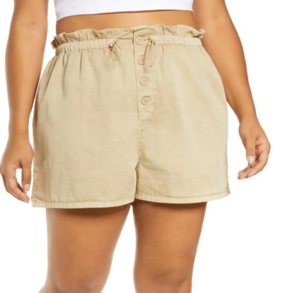 NWOT BP Women's Paperbag Waist Drawcord Twill Shorts 3X